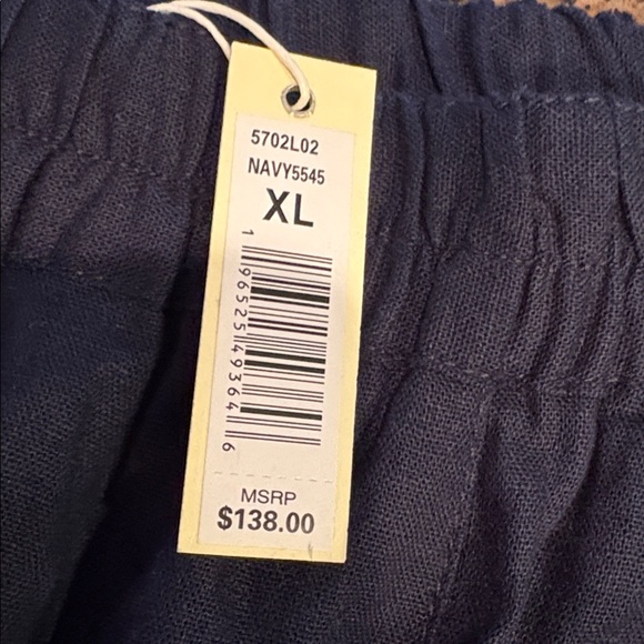 Max Studio Women's Navy crop barrel leg linen slacks sz xl - Picture 5 of 5
